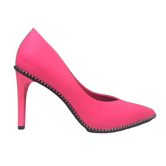 Bar III Binsa P Faux Leather Pointed Toe Stiletto Heels - Hot Pink - Size 6 - Picture 1 of 12